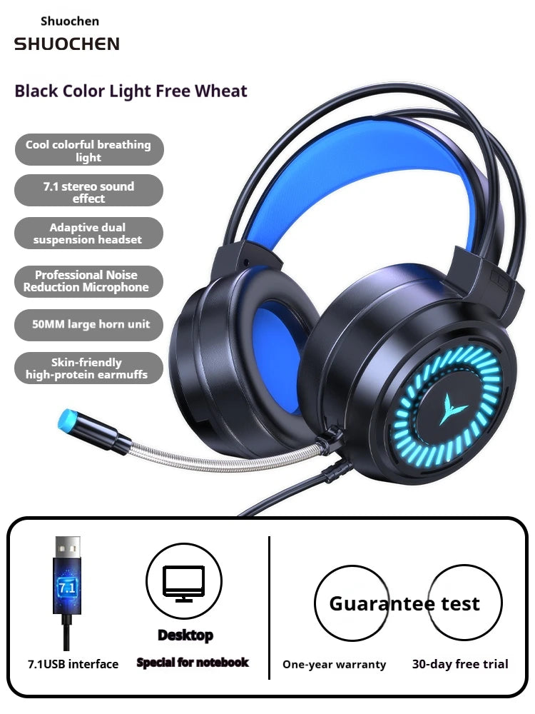 G58 Stereo Surround 7.1 Wired Gaming Headphones with Microphone Over-Ear Esports Gear - Hot Selling Multimedia Headset
