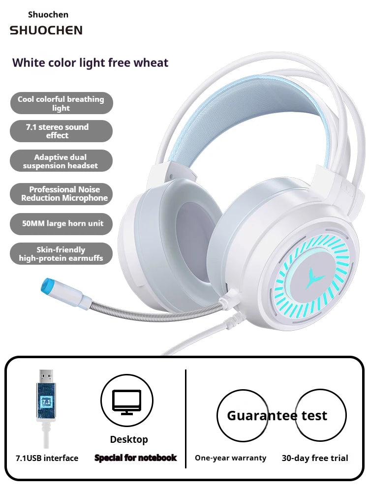 G58 Stereo Surround 7.1 Wired Gaming Headphones with Microphone Over-Ear Esports Gear - Hot Selling Multimedia Headset