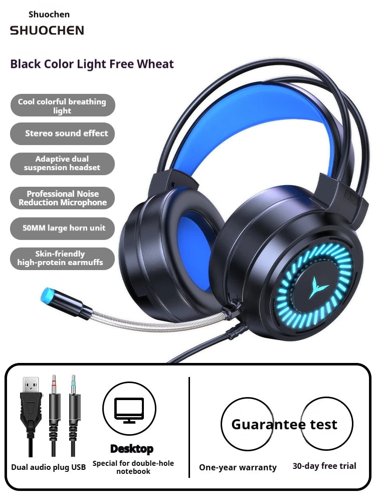 G58 Stereo Surround 7.1 Wired Gaming Headphones with Microphone Over-Ear Esports Gear - Hot Selling Multimedia Headset